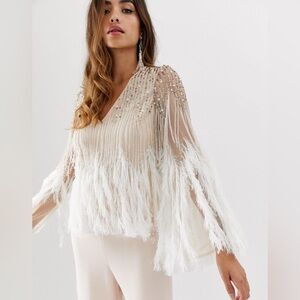 ASOS sequin & feather top